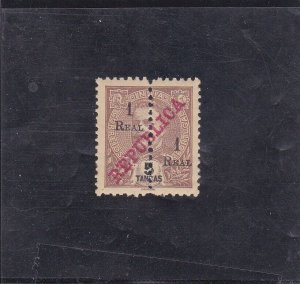 PORTUGUESE INDIA SURCHARGED STAMP 1 r. s/ 5 T.   (1911-13)