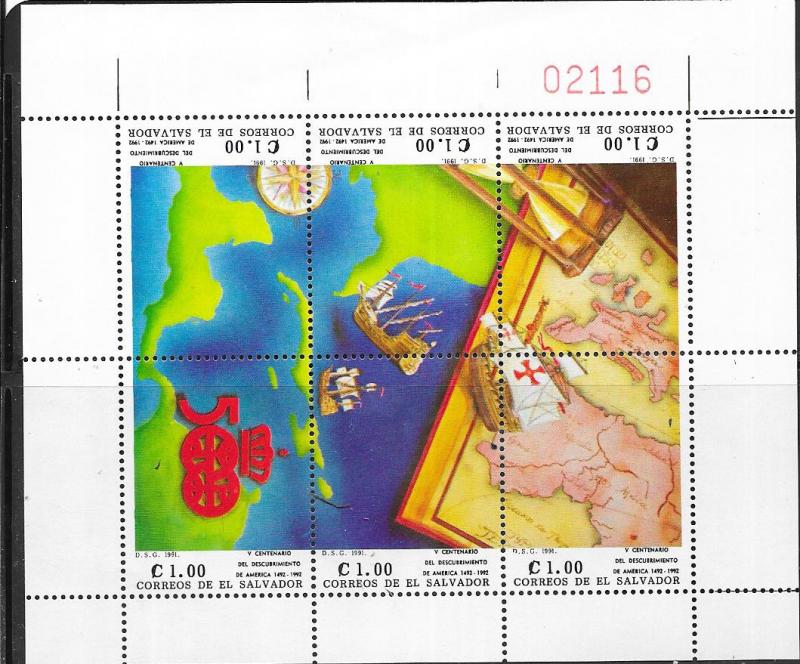 El Salvador #1283 500th Anniv. Columbus Voyage S/S (MNH) CV $6.50