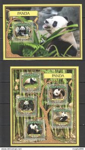 2016 Guinea-Bissau Fauna Wild Animals Bears Pandas 1Kb+1Bl ** Stamps St816