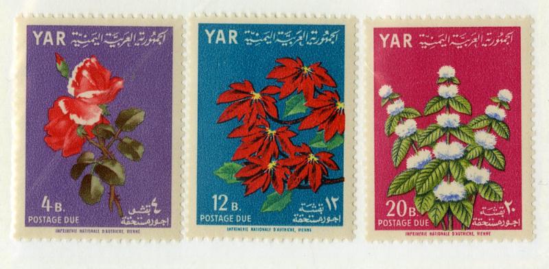 YEMEN J12-J14 MNH SCV $9.90 BIN $6.00 FLOWERS