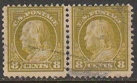 U.S. 470, 8¢ FRANKLIN. HORIZONTAL PAIR, USED. F. (811)