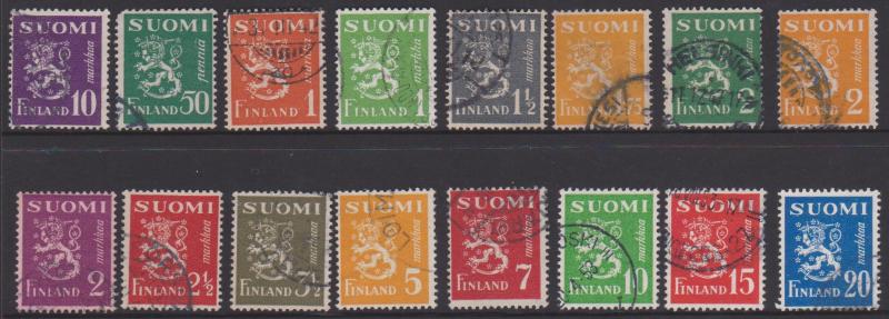 Finland  - 1930 Arms Type x 16 Different Used
