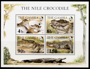 GAMBIA QEII SG MS548, 1984 The Nile Crocodlie mini sheet, LH MINT.