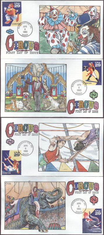 #2750-53 Circus Collins FDC Set