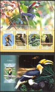 Sao Tome and Principe 2014 Birds Hornbills sheet + S/S MNH