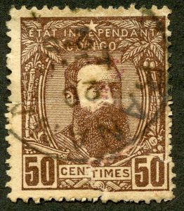 Belgian Congo Scott 9 UH - 1887 50c King Leopold II - SCV $32.50