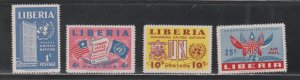 Liberia, # 338-340, C70,  Honoring the U.N.  Mint NH, 1/2 Cat.