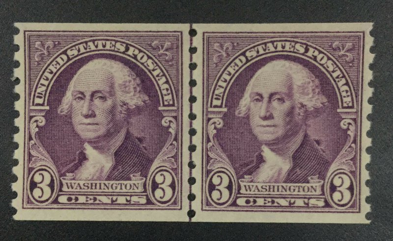 MOMEN: US STAMPS #721 COIL LINE PAIR MINT OG NH XF LOT #50102