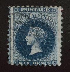 South Australia Scott 47f Used 6p Indigo blue perf 10 1871