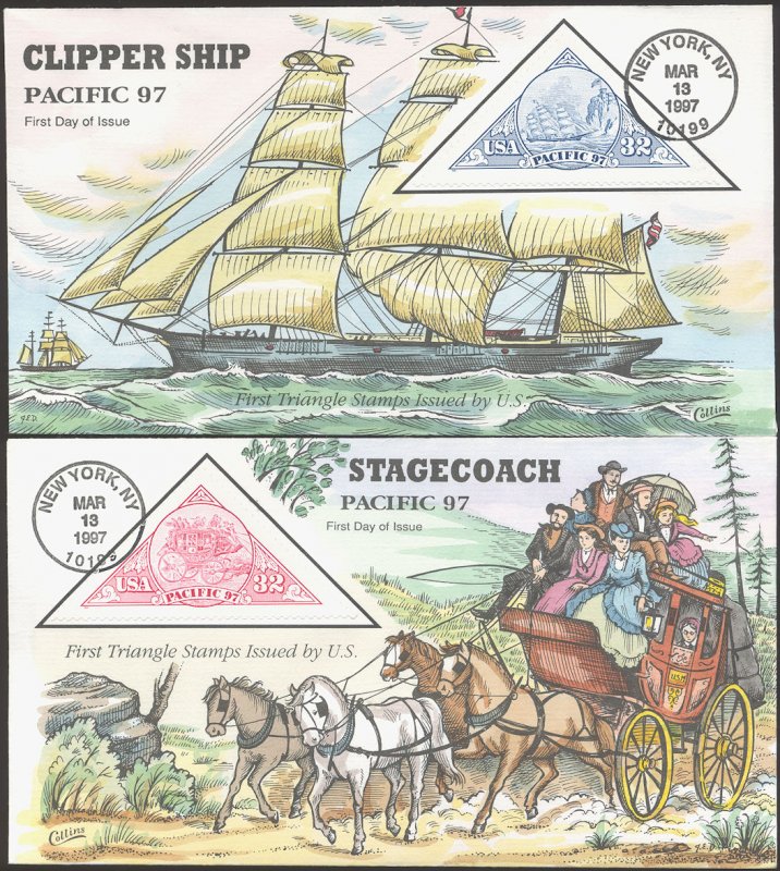 #3130-31 Pacific 1997 Triangles Collins FDC Set