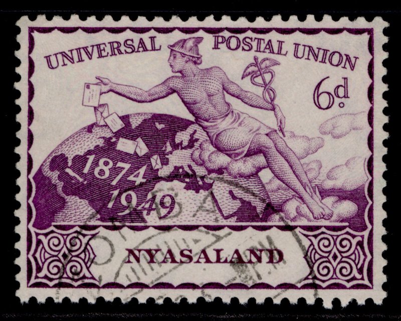 NYASALAND PROTECTORATE GVI SG165, 6d purple, FINE USED.