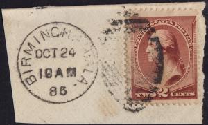 USA - 1883 - Scott #210 - used on piece - BIRMINGHAM ALA. pmk