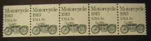 Scott 1899, 5 cent Motorcycle, PNC5 #1, MNH Transportation Coil Beauty