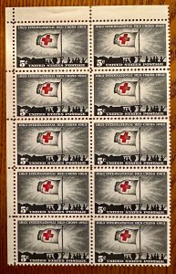 US # 1239 Red Cross Centenary block of 10 5c 1963 Mint NH
