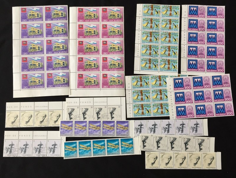 San Marino Art Europa Airs Blocks MNH Used (Apx 800 Stamps) HP1348