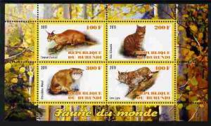 Burundi 2011 Fauna of the World - Wild Cats #2 perf sheet...