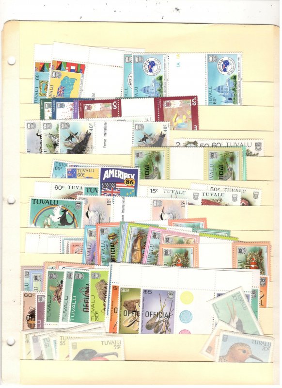 TUVALU COLLECTION ON STOCK SHEET, MINT/USED