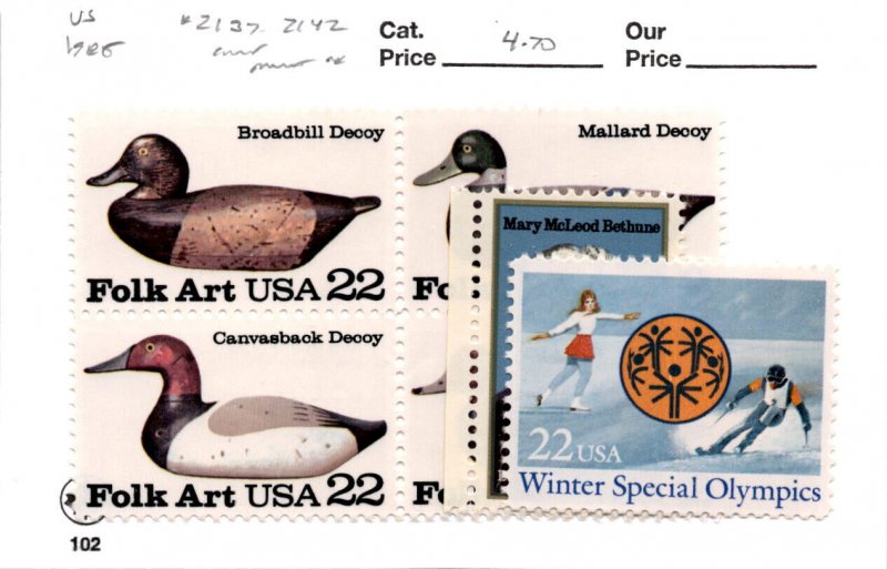 United States Postage Stamp, #2137-2142 Mint NH, 1985 Duck Decoy 
