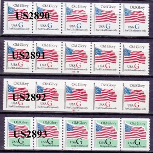 PNC5 32c G Rate US 2890, 2891, 2892, 2893 Lot (4) MNH F-VF