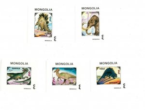 MONGOLIA Scott 2183-87 - Dinosaurs A471 IMPERF Souvenir Sheets - MNH