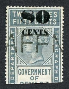 Ceylon Telegraph SGT97 80c on 2r50c grey type 92 Cat 8 pounds