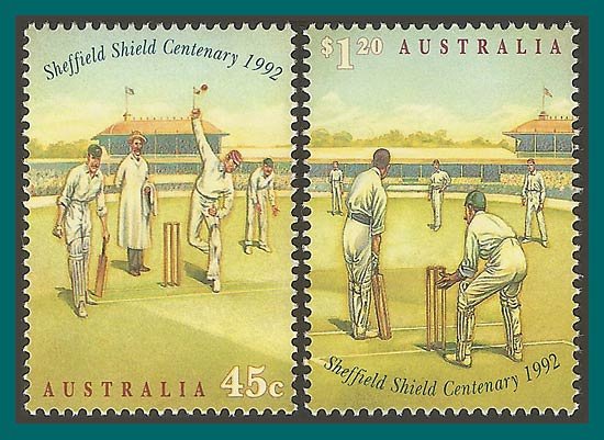 Australia 1992 Sheffield Shield Cricket, MNH  #1301-1302,SG1381-SG1382