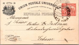 1908 Huancayo Postal Stationery Foreign Mail Postcard Cover to Echen Germany