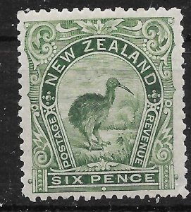 NEW ZEALAND SG254 1898 6d GREEN MTD MINT