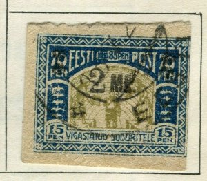 ESTONIA;  1920 early Imperf surcharged issue fine used 2M. value