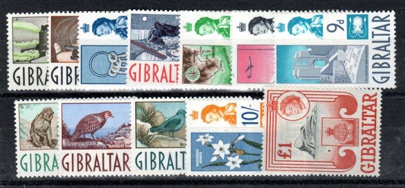 Gibraltar 1960-62 Vaues Sich (Weniger 1/2d Und 4d) Sg 161-73 165 ) MNH