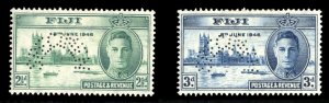 Fiji #137-138S (SG 268-269s) Cat£110, 1946 Peace, set of two, perforated Spe...