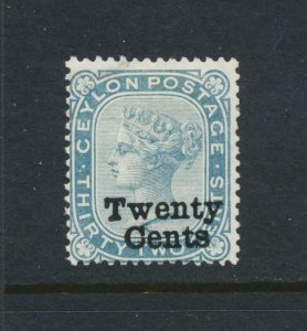 CEYLON 1885, 20c on 32c VF MINT SG#166 CAT£100 (SEE BELOW)