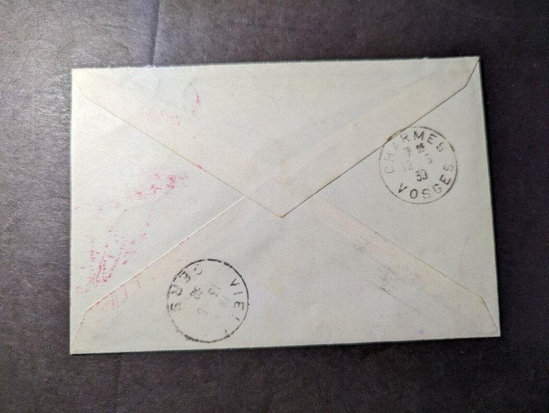 1939 France Airmail First Flight Cover FFC Viella Gers Round Trip