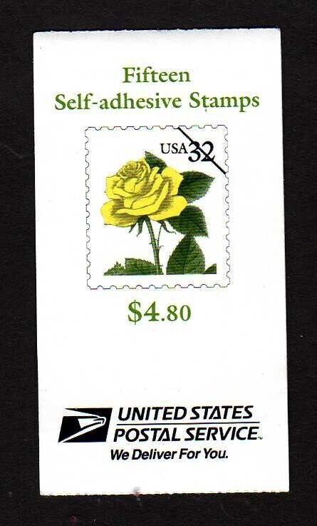 USA Scott BK241 Complete Booklet - Yellow Rose (SCV $10.25)