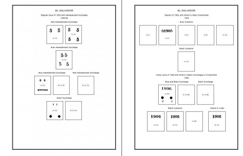  PRINTED EL SALVADOR [CLASS.] 1867-1940 STAMP ALBUM PAGES (87 pages)