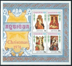 ANTIGUA SC#360a Christmas Madonna child paintings M/S (1974) MNH