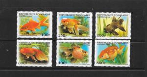 FISH - TOGO #1894-9 GOLDFISH MNH