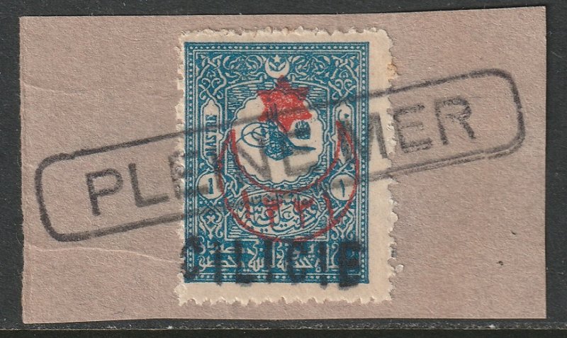 Cilicia 1919 Sc 6 used Pleine Mer ship cancel on piece