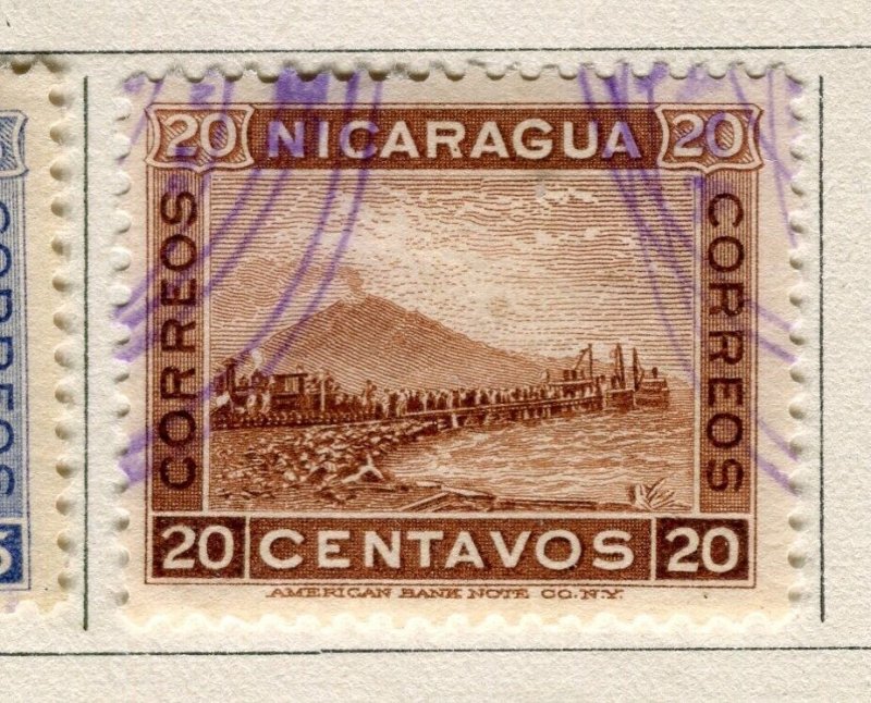 NICARAGUA; 1900 early Momotombo Mountain issue fine used 20c. value