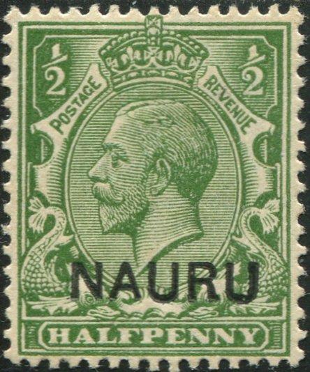 Nauru 1916 SG1 ½d yellow-green KGV ovpt MLH