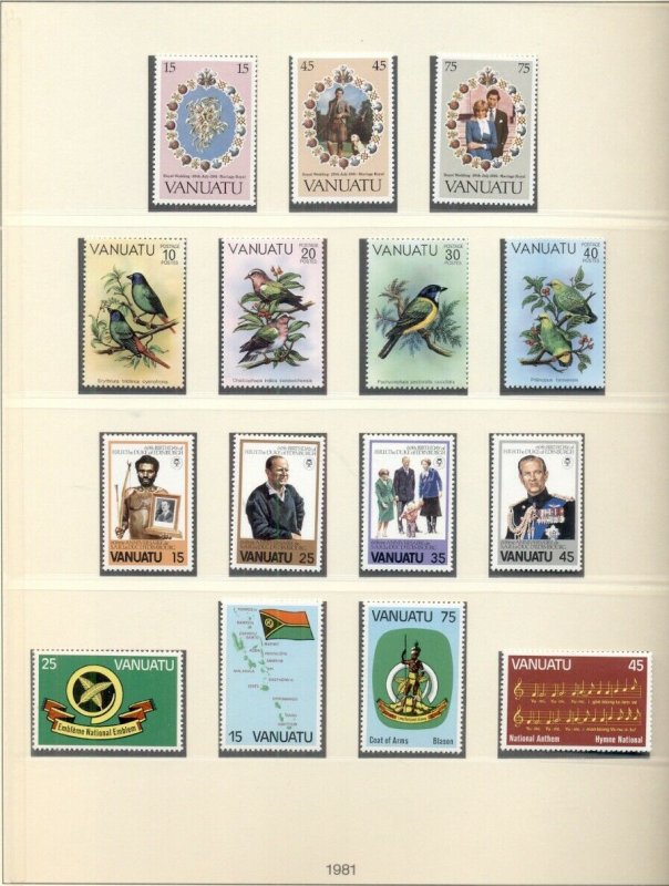 VANUATU 1980-1989 ON LINDNER HINGELESS PAGES, NEARLY COMPLETE 