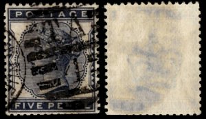 Great Britain Scott #85 5p Deep Indigo VF - Cat $125 - 3 short perfs - see scan