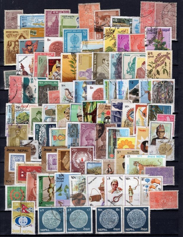 NEPAL 90 DIFFERENT OLD-OLDER STAMPS IN PACKAGE FROM OLD DEALER STOCK PLEASE READ