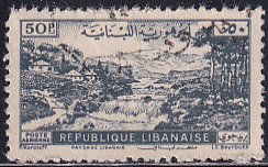 Lebanon 1948 Sc C140 50p Gray Black Lebanese Village Stamp Used