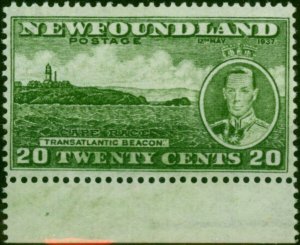 Newfoundland 1937 20c Green SG264a No Wmk Single Fine MNH