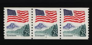 2280  25c Flag Over Yosemite PNC # 9 strip of 3 MNH