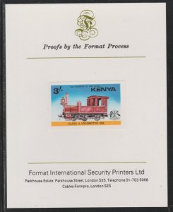 KENYA 1976 RAILWAY TRANSPORT  imperf on FORMAT INT PROOF CARD