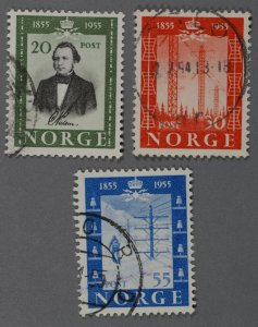 Norway #334-336 Used VF/XF Light Cancel One Date Cancel Small HRMs
