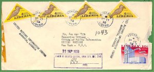 ZA1485 - LIBERIA  - POSTAL HISTORY - Censored COVER to the USA - 1958