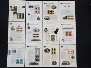 US USPS Mixed Lot of 12 American Commemoratives Stamp Panels